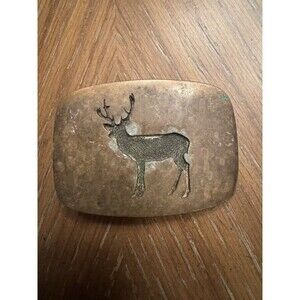 Solid Brass Star Vintage Belt Buckle by BTS Buck - Deer  1970s